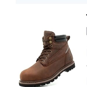 Brown Men's Leather Work Boot - Lace-Up Ankle Boot